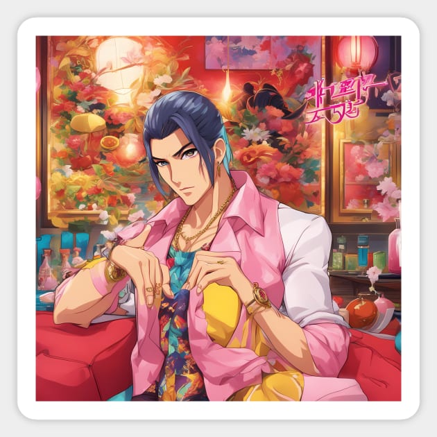 Manga Master Cool Anime yakuza pose Sticker by animegirlnft